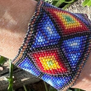 Native Wide Beaded Cuff Bracelet